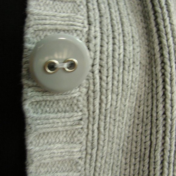 Lt Gray Cable Knit Flare Sleeve Cardigan Sweater L - Picture 11 of 16